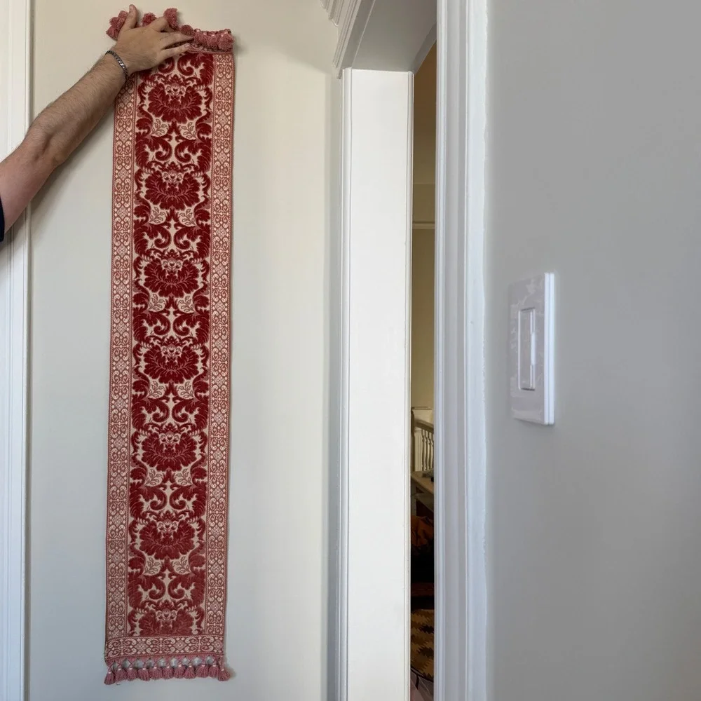 Long Pink‎ Floral Tapestry, Table Runner, Wall Hanging